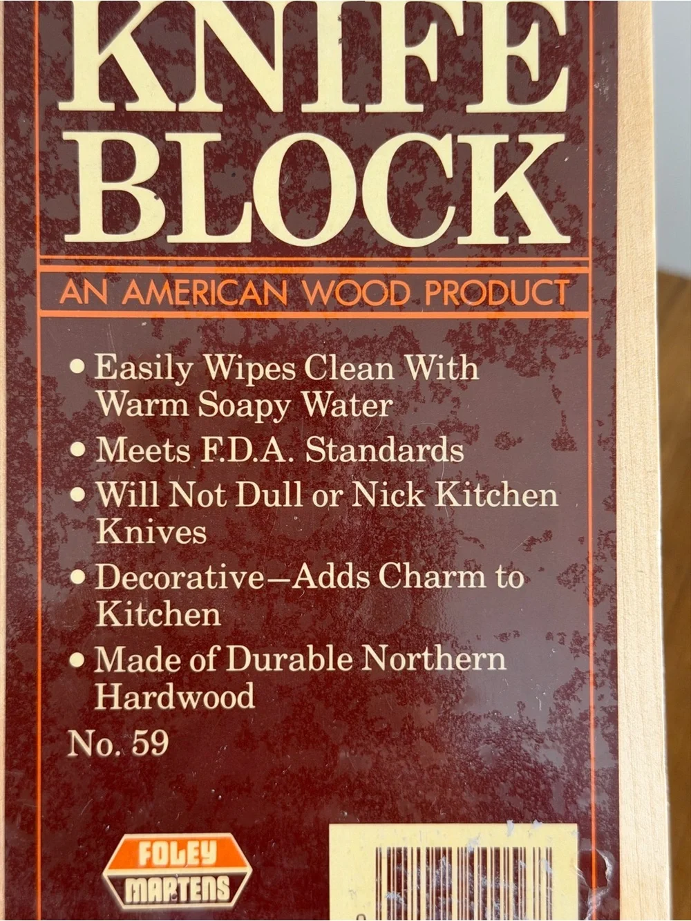 🆕NOS Martens No 59 American wood knife block Northern hardwood 8 slots Rustic